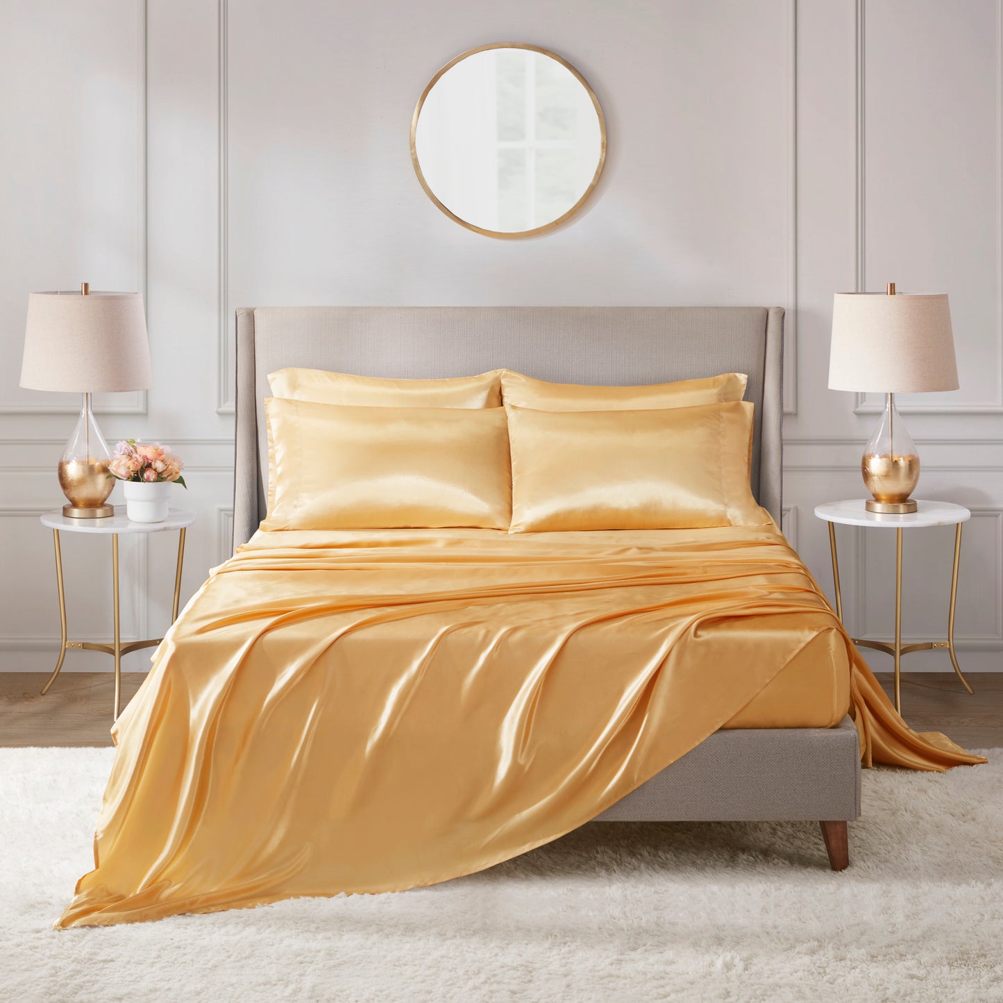 Satin Luxury Wrinkle Free Sheet Set with Pillowcases