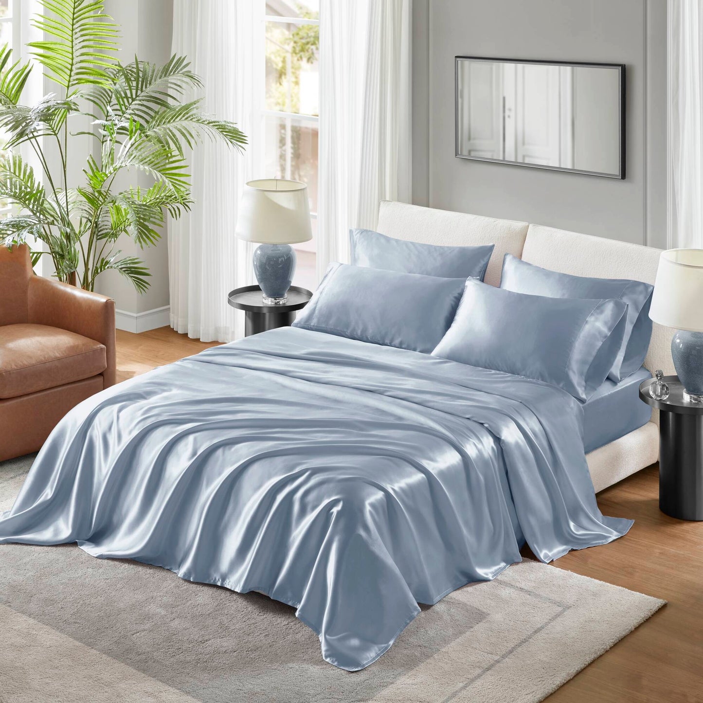 Satin Luxury Wrinkle Free Sheet Set with Pillowcases