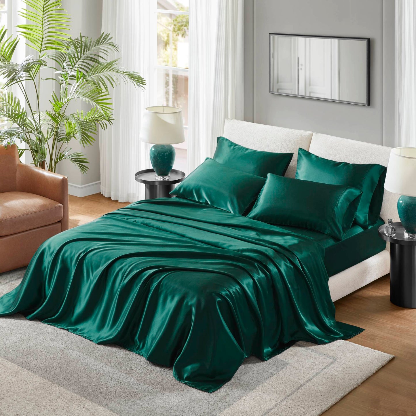 Satin Luxury Wrinkle Free Sheet Set with Pillowcases