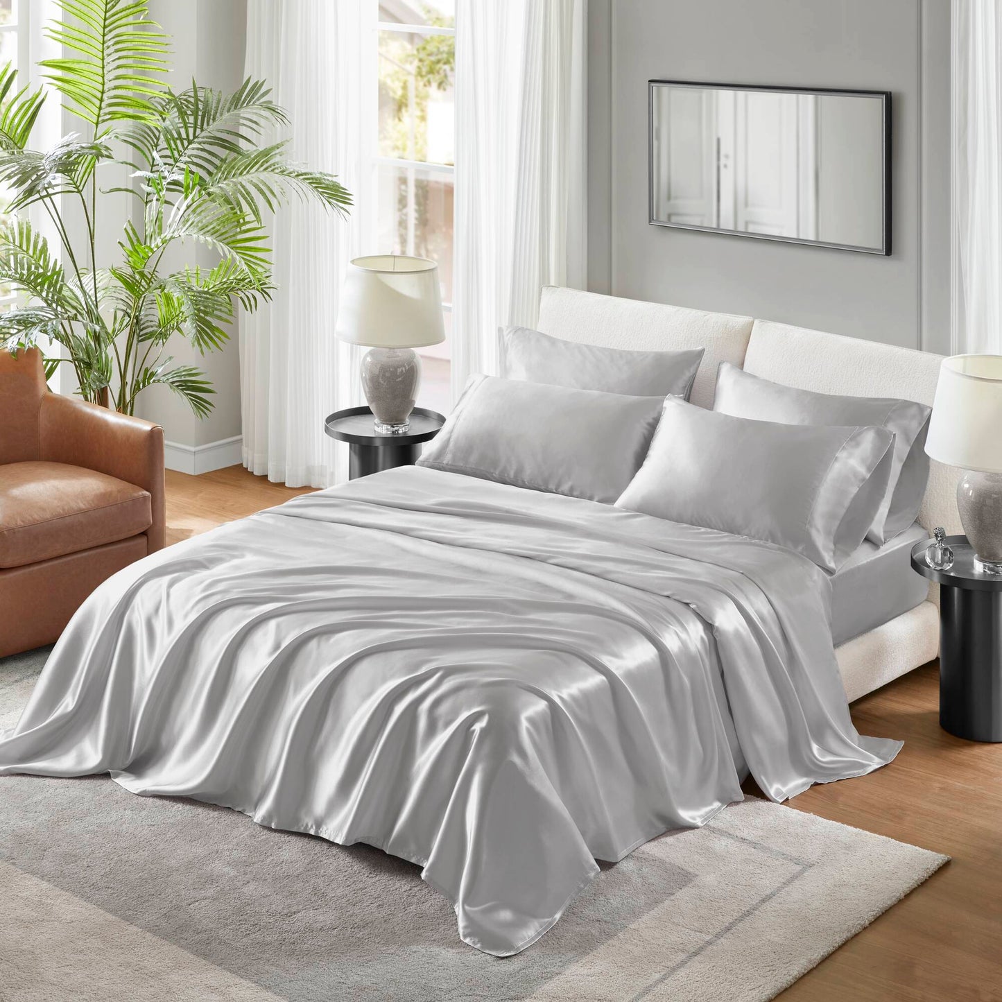 Satin Luxury Wrinkle Free Sheet Set with Pillowcases