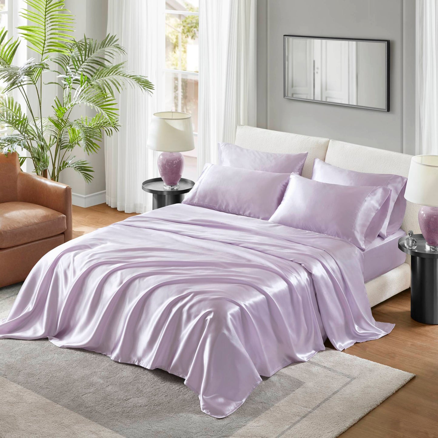 Satin Luxury Wrinkle Free Sheet Set with Pillowcases