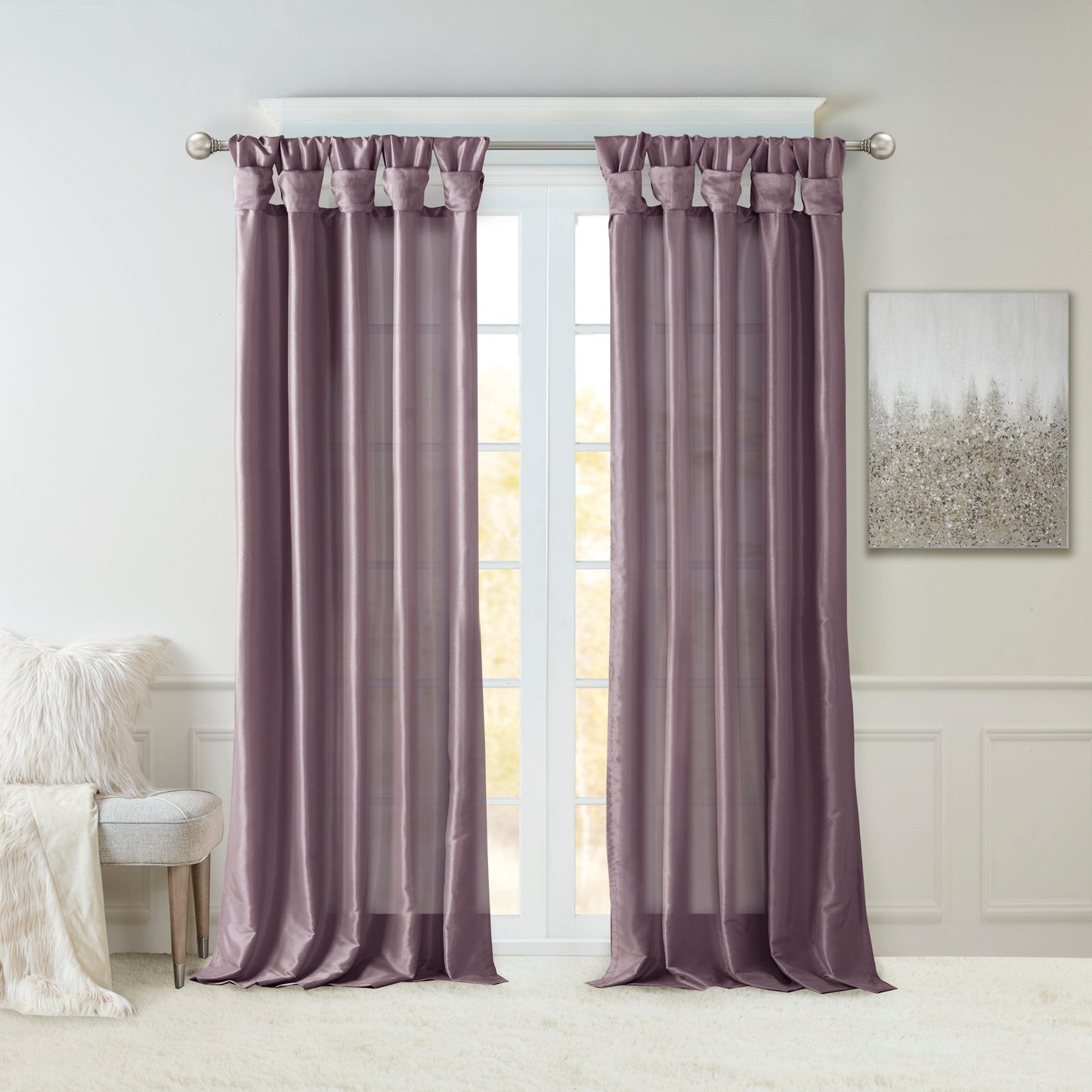 Twist Tab Lined Window Curtain Panel in Bronze