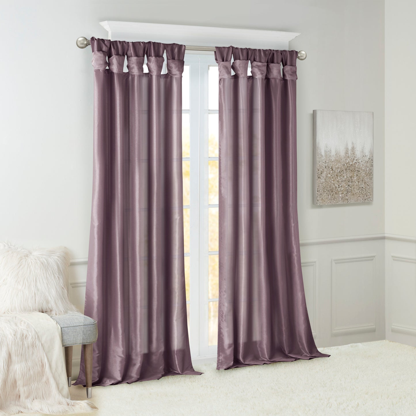 Twist Tab Lined Window Curtain Panel in Bronze