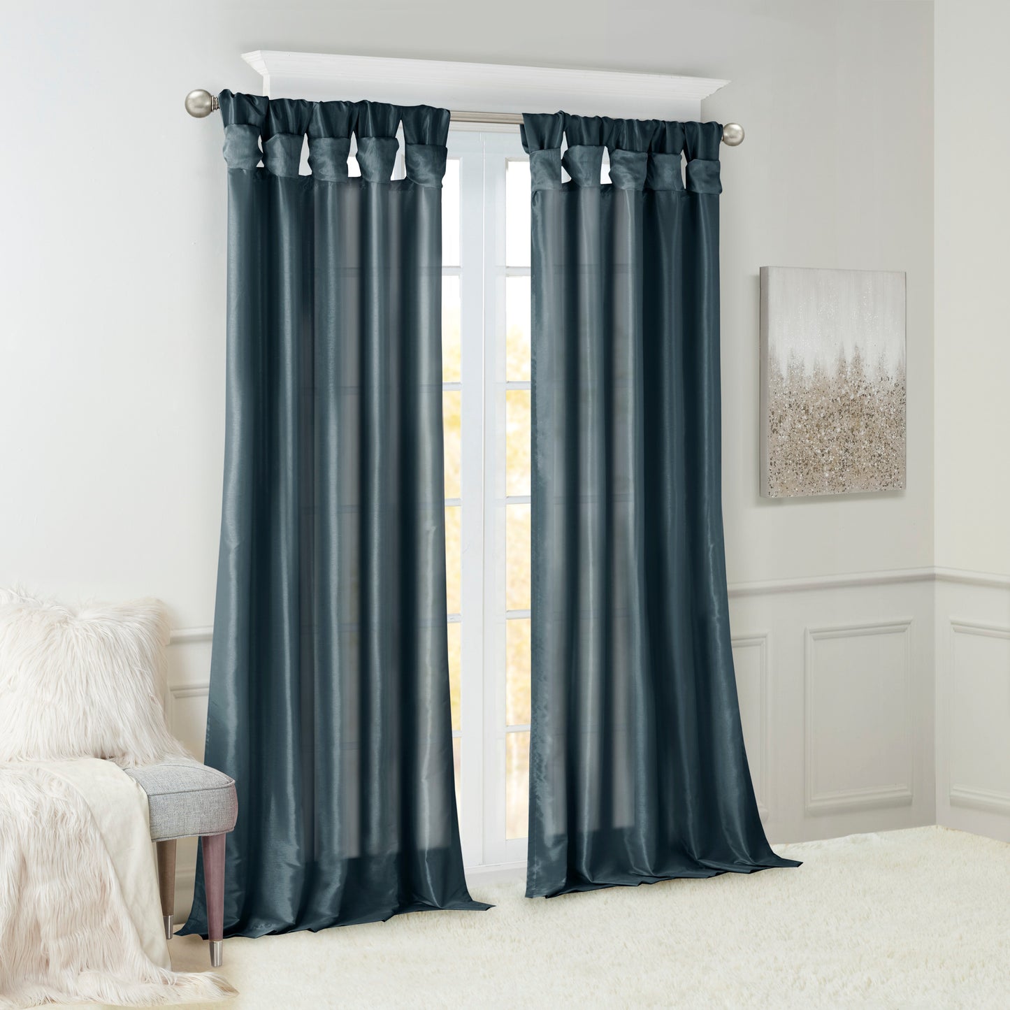 Twist Tab Lined Window Curtain Panel in Bronze