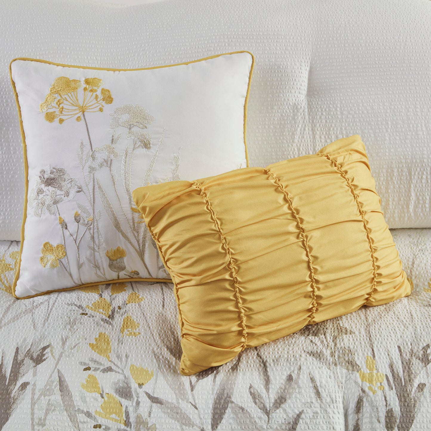 Floral Seersucker Comforter Set with Decor Pillows