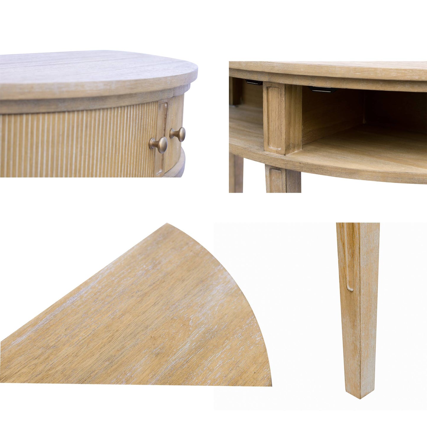 Demilune Console Table – Fluted Doors, Entryway Storage Accent Table
