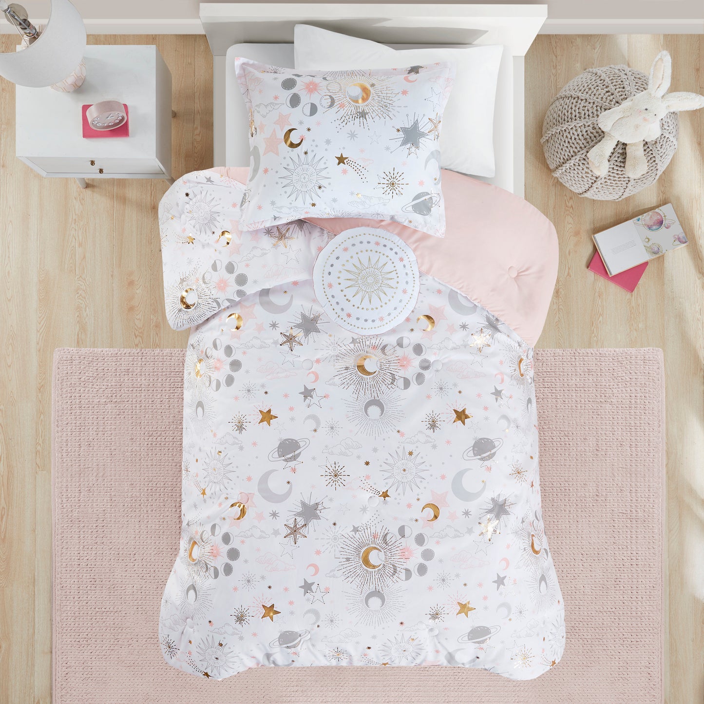 Starry Sky Metallic Comforter Set with Throw Pillow