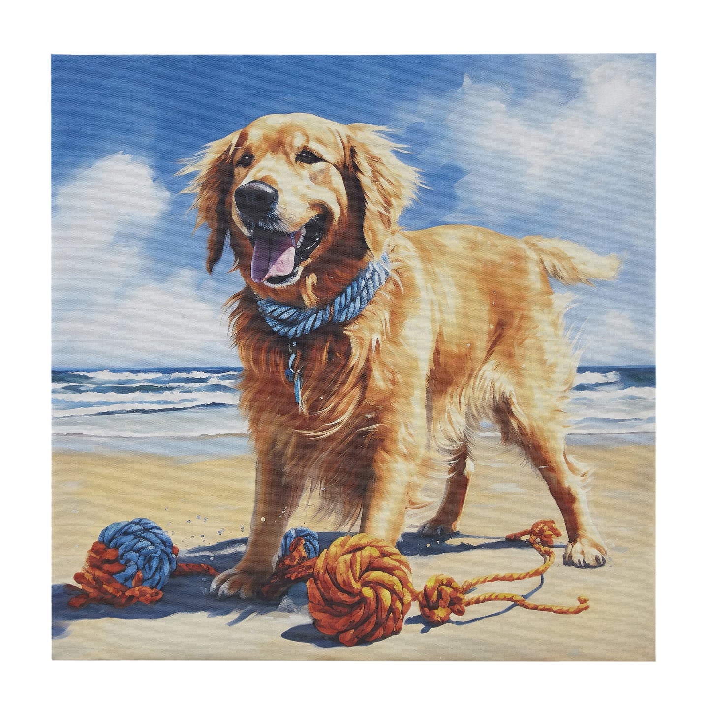 Beach Dogs Playful Yorkie Printed on Canvas Wall Art