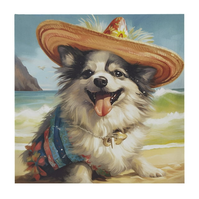 Beach Dogs Playful Yorkie Printed on Canvas Wall Art