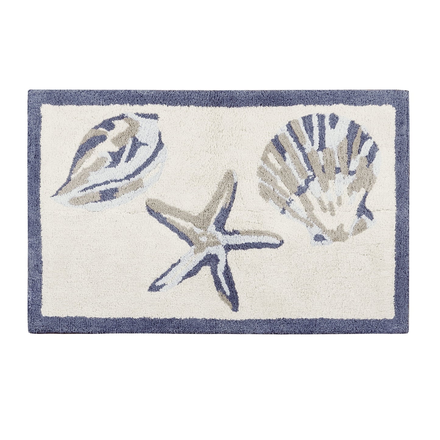 Cotton Bathroom Rug Reversible Coastal Machine Washable