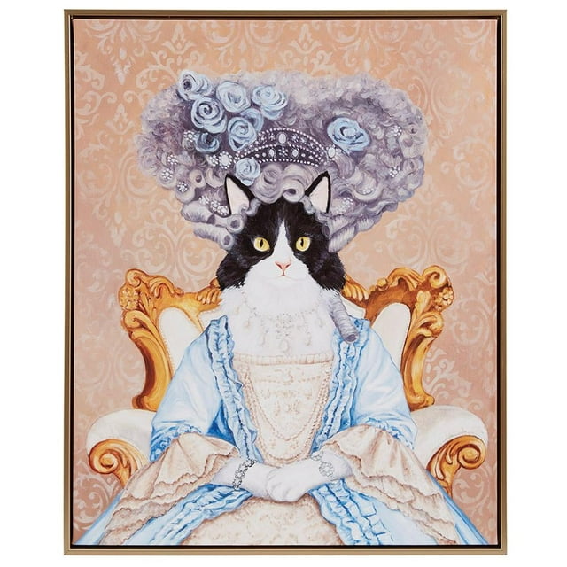 Royal Cat Portrait Renaissance Style Kitty Framed Canvas Wall Art