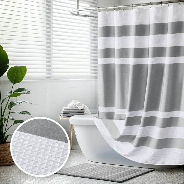 Modern Striped Shower Curtain with 3M Treatment