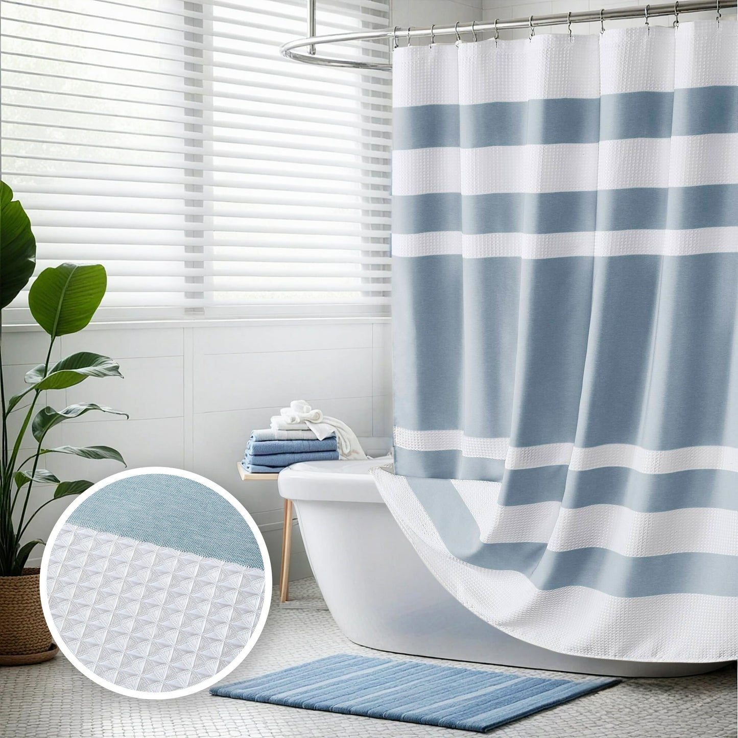 Modern Striped Shower Curtain with 3M Treatment