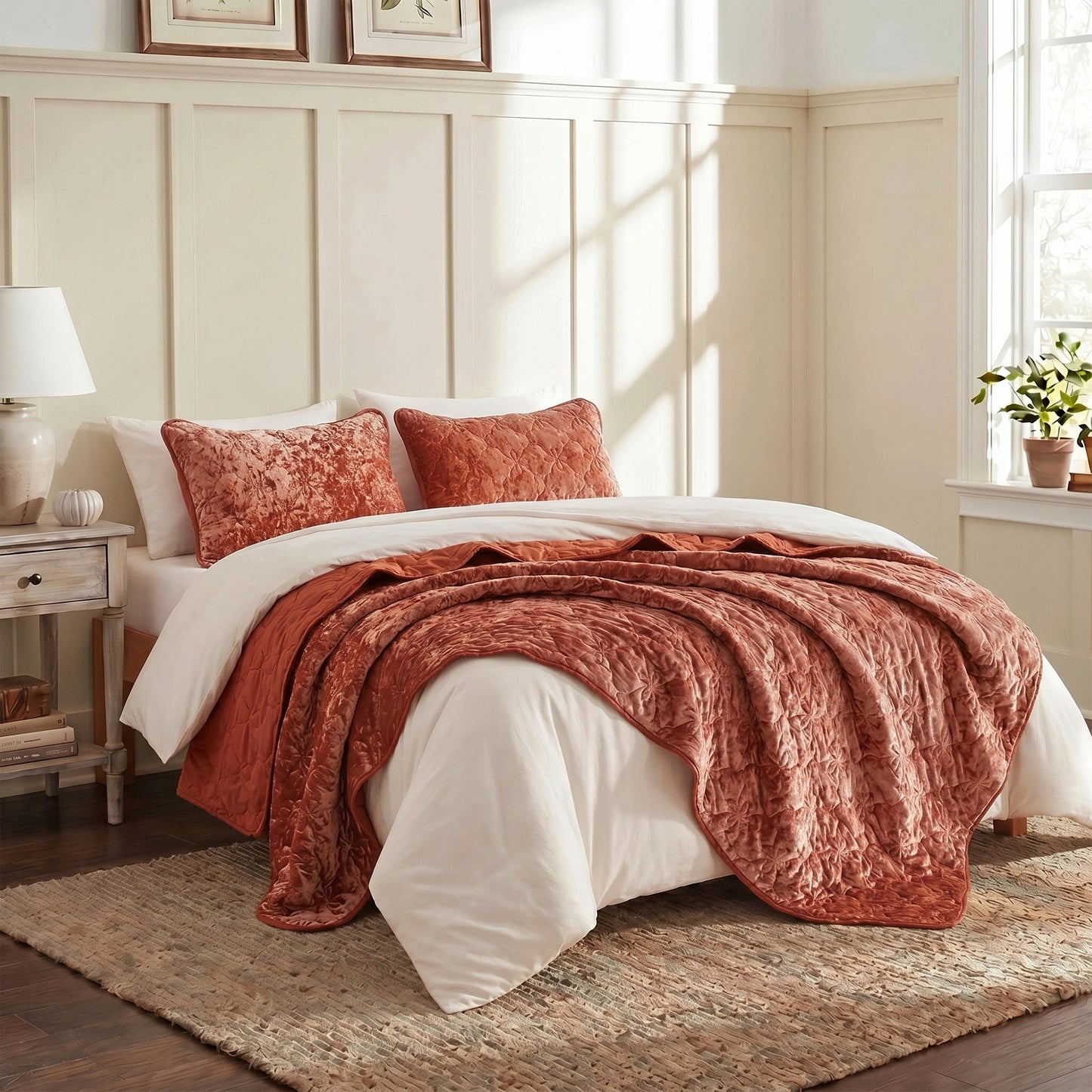 Velvet All-Season Reversible Bedding Quilt Set