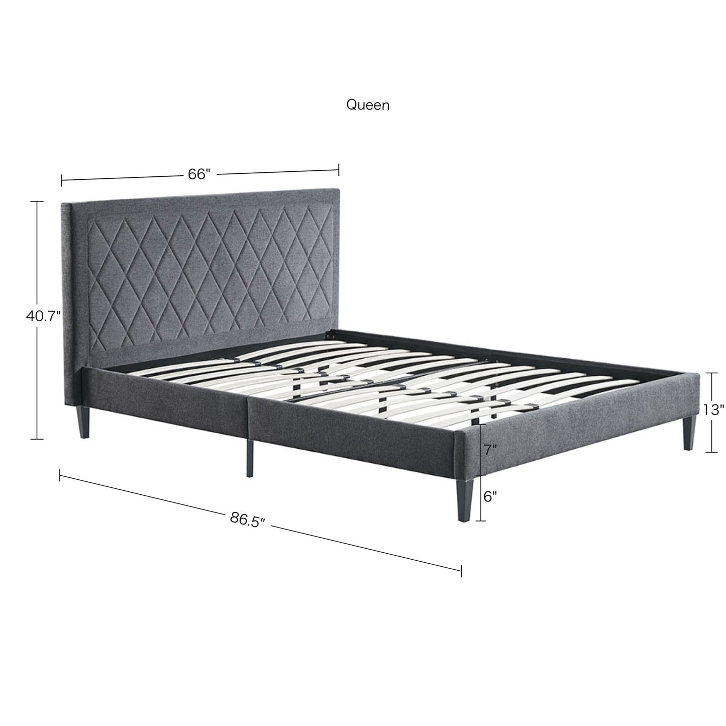 Queen Size Bed Frame with Headboard Tufted Upholstered Platform Bed