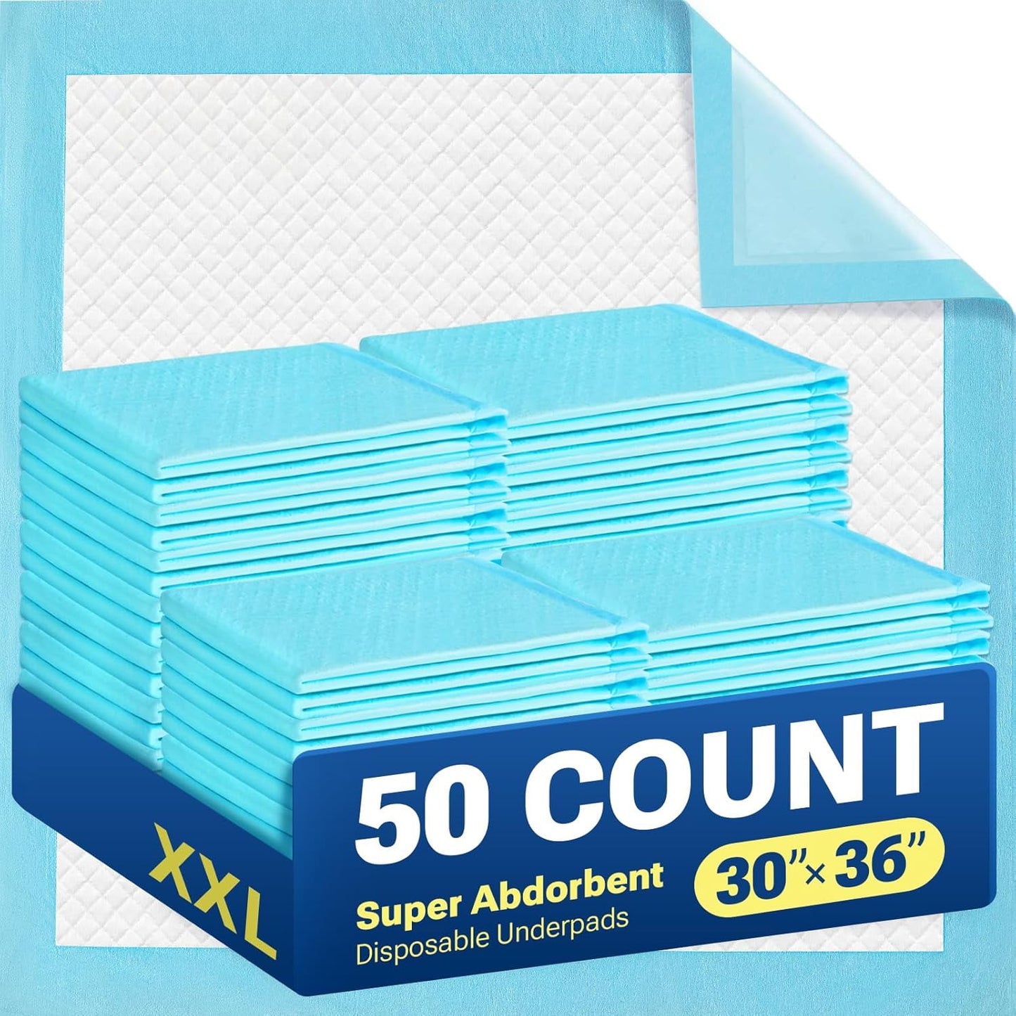 Disposable Absorbent Dog Pee Pads, 50 Count Extra Large Puppy Training Pads, Leak-Proof & Quick Dry