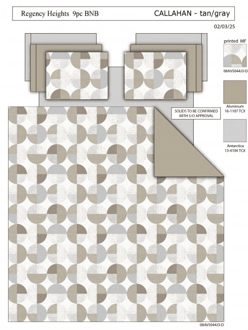 9-Piece Round Geometric Print Comforter Set, Bed-in-a-Bag Bedding Set