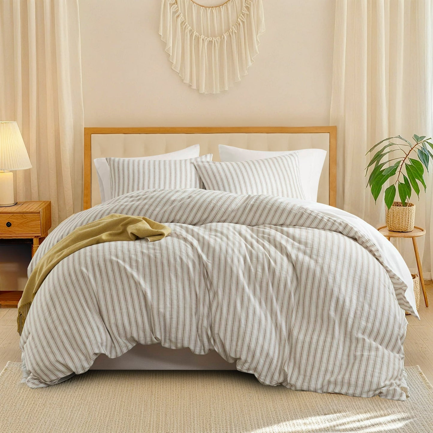 Duvet Cover Set, Striped Duvet Cover, Bedding Set with Pillow Shams