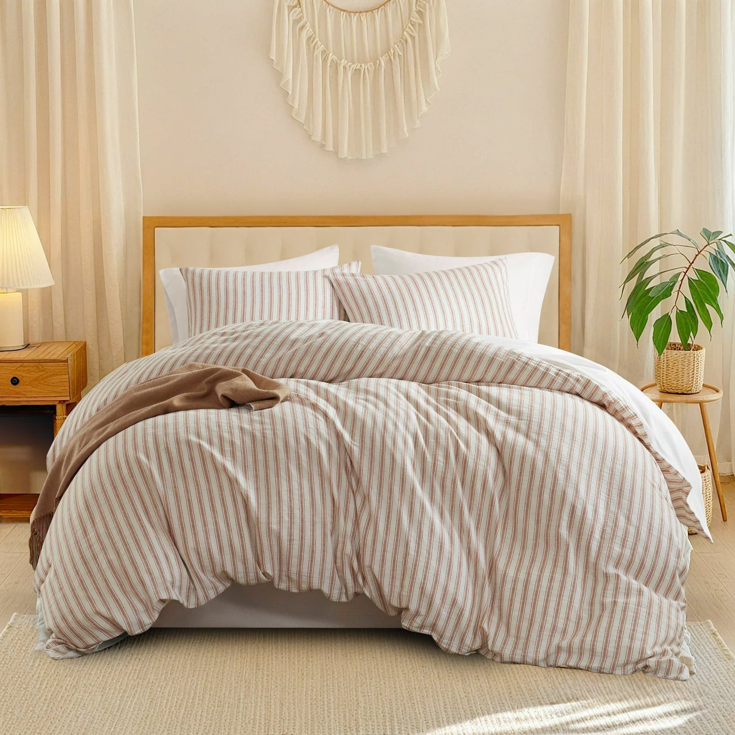 Duvet Cover Set, Striped Duvet Cover, Bedding Set with Pillow Shams