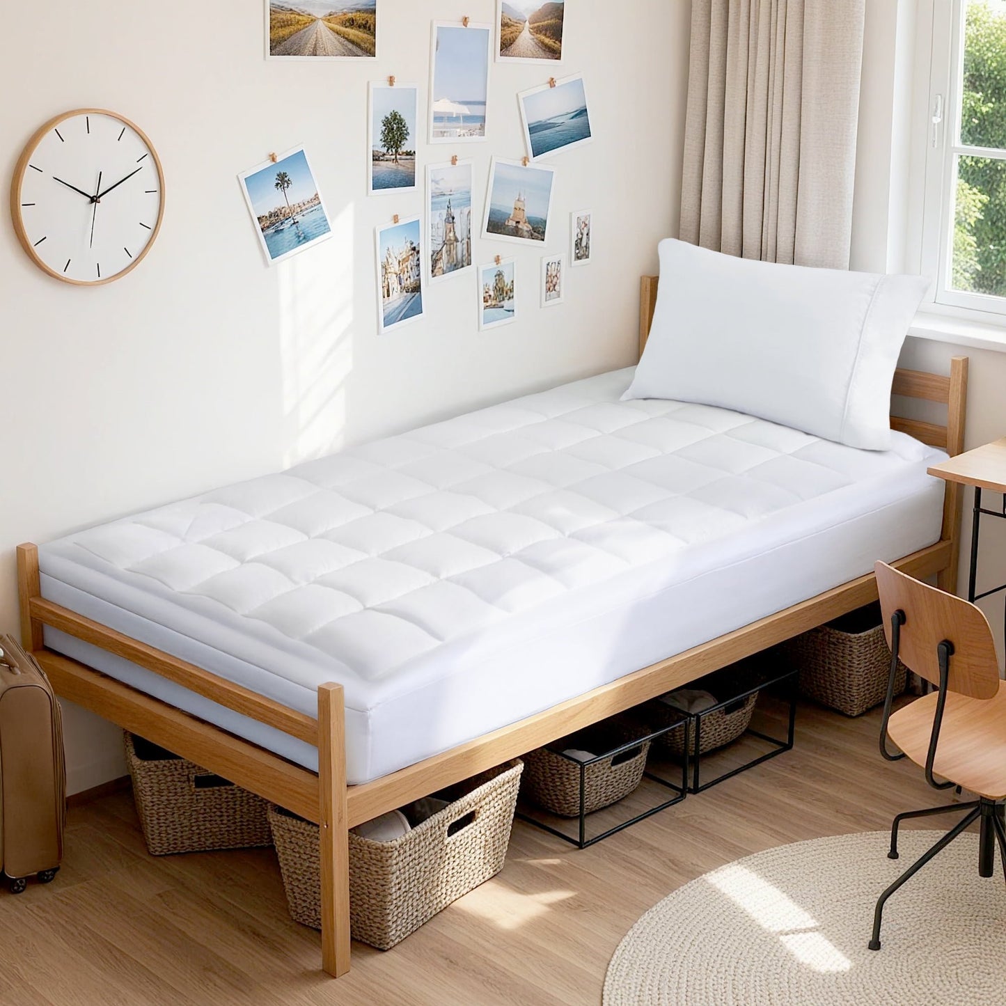 Quilted Fitted Mattress Cover - Extra Thick Mattress Topper with Deep Pocket Mattress Pad Highline