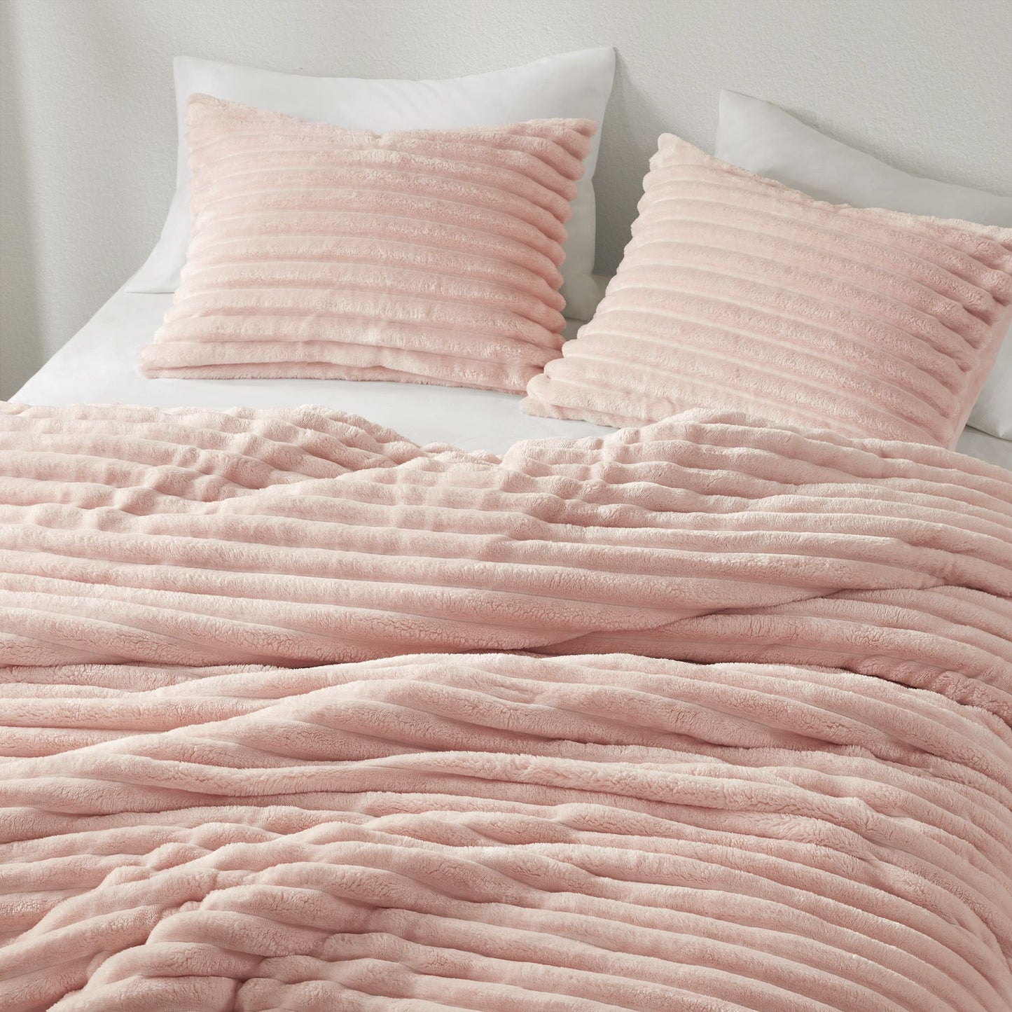 Fluffy Ribbed Plush Comforter Set 2-Piece Bedding Set