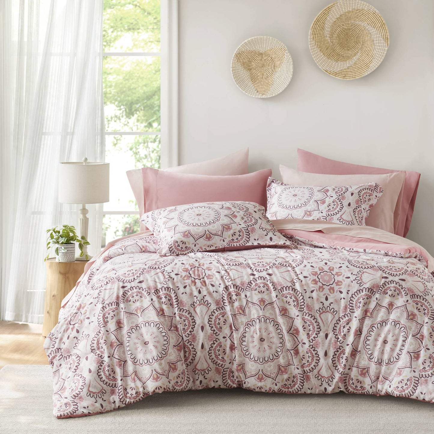 Bed in a Bag Bedding Comforter Set with Comforter, Flat Sheets, Fitted Sheets with Side Pockets for College Dorm