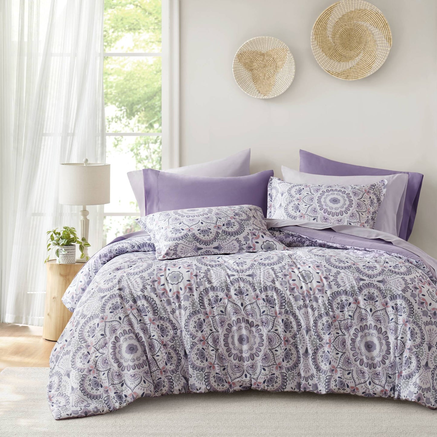 Bed in a Bag Bedding Comforter Set with Comforter, Flat Sheets, Fitted Sheets with Side Pockets for College Dorm
