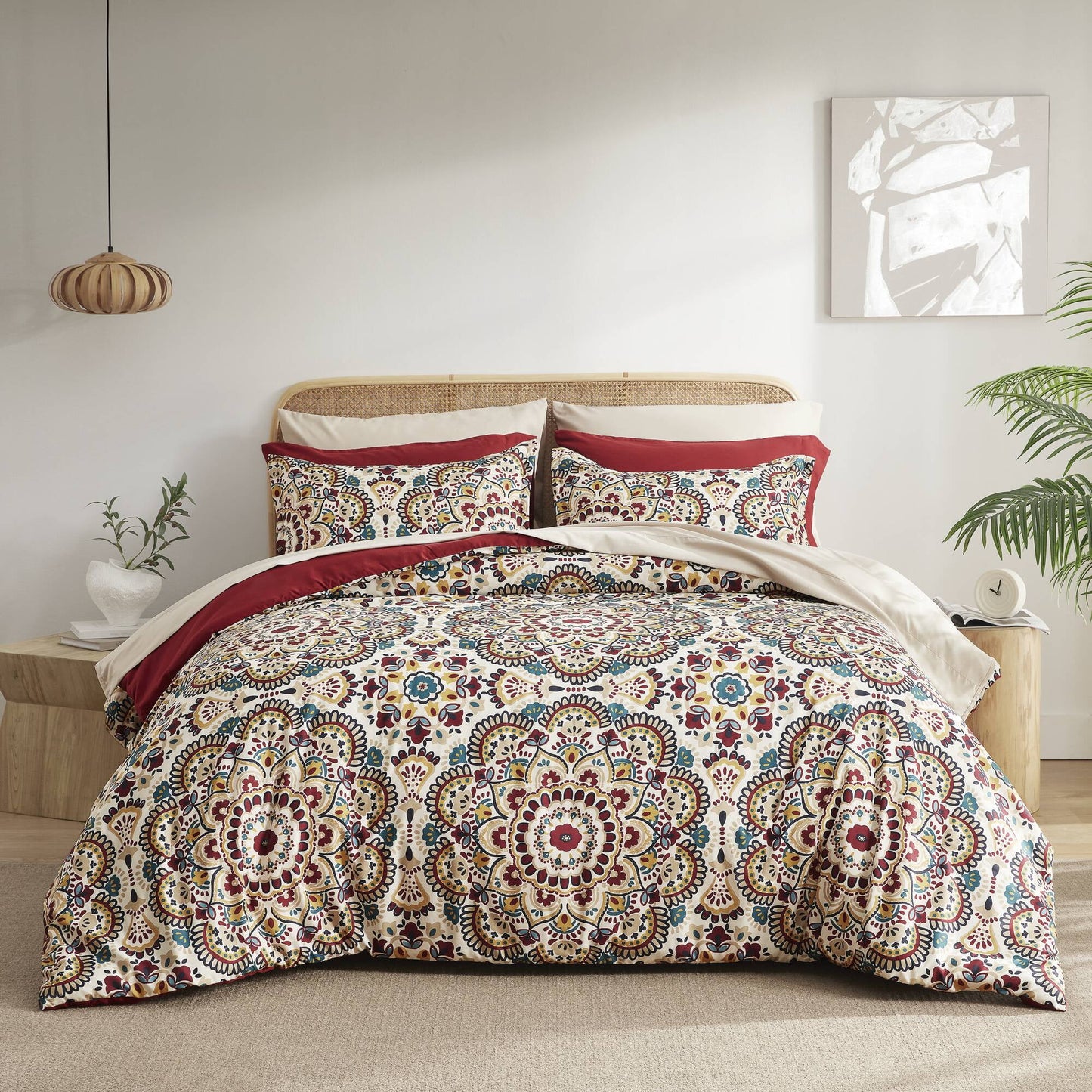 Bed in a Bag Bedding Comforter Set with Comforter, Flat Sheets, Fitted Sheets with Side Pockets for College Dorm