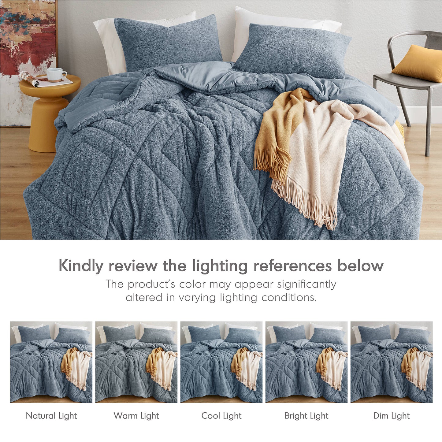 Double Diamond Quilted Teddy Comforter Set