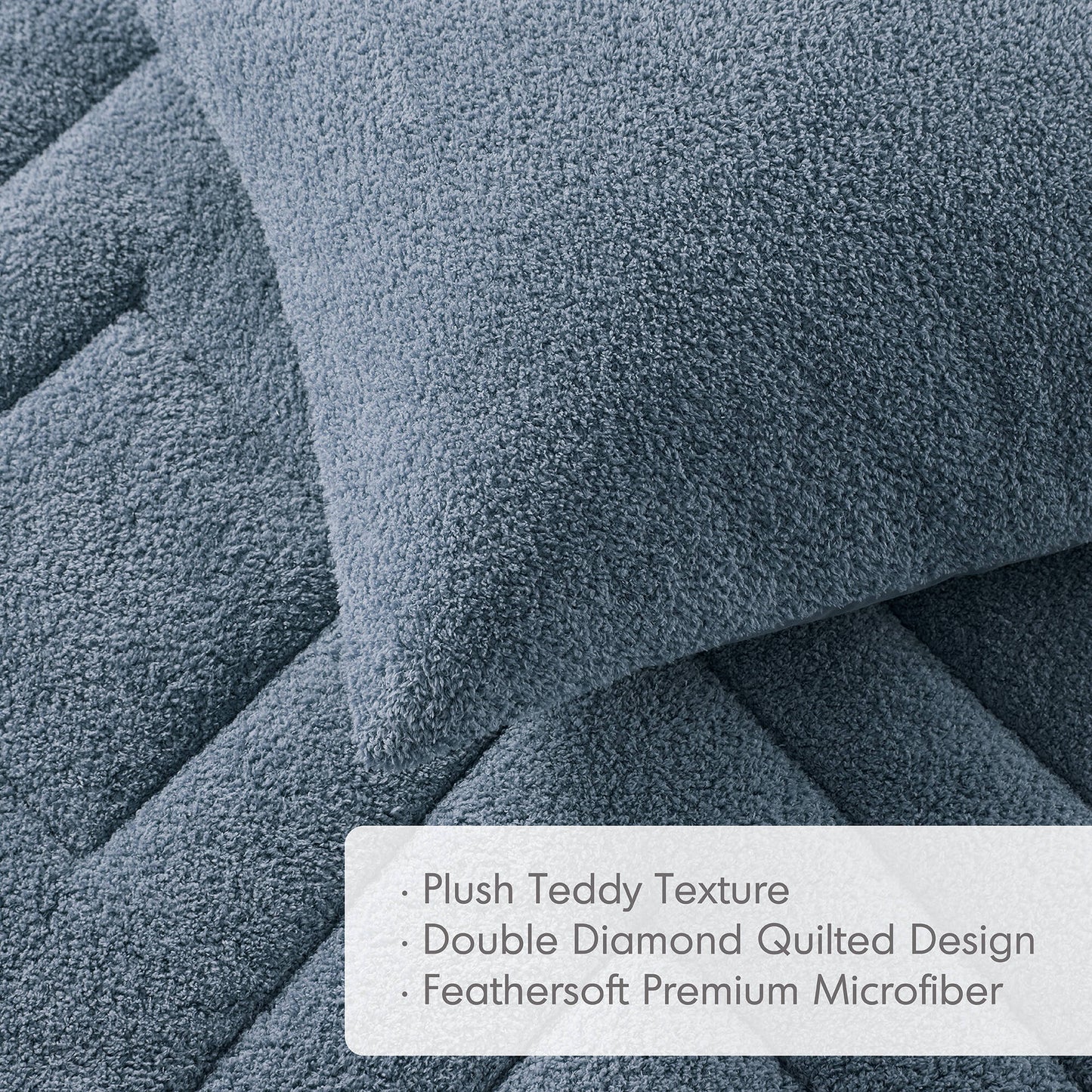 Double Diamond Quilted Teddy Comforter Set