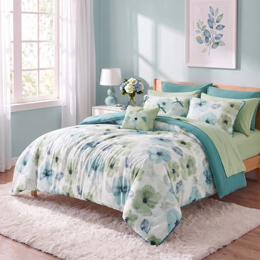 Tatum Reversible Floral Comforter Set with Sheets
