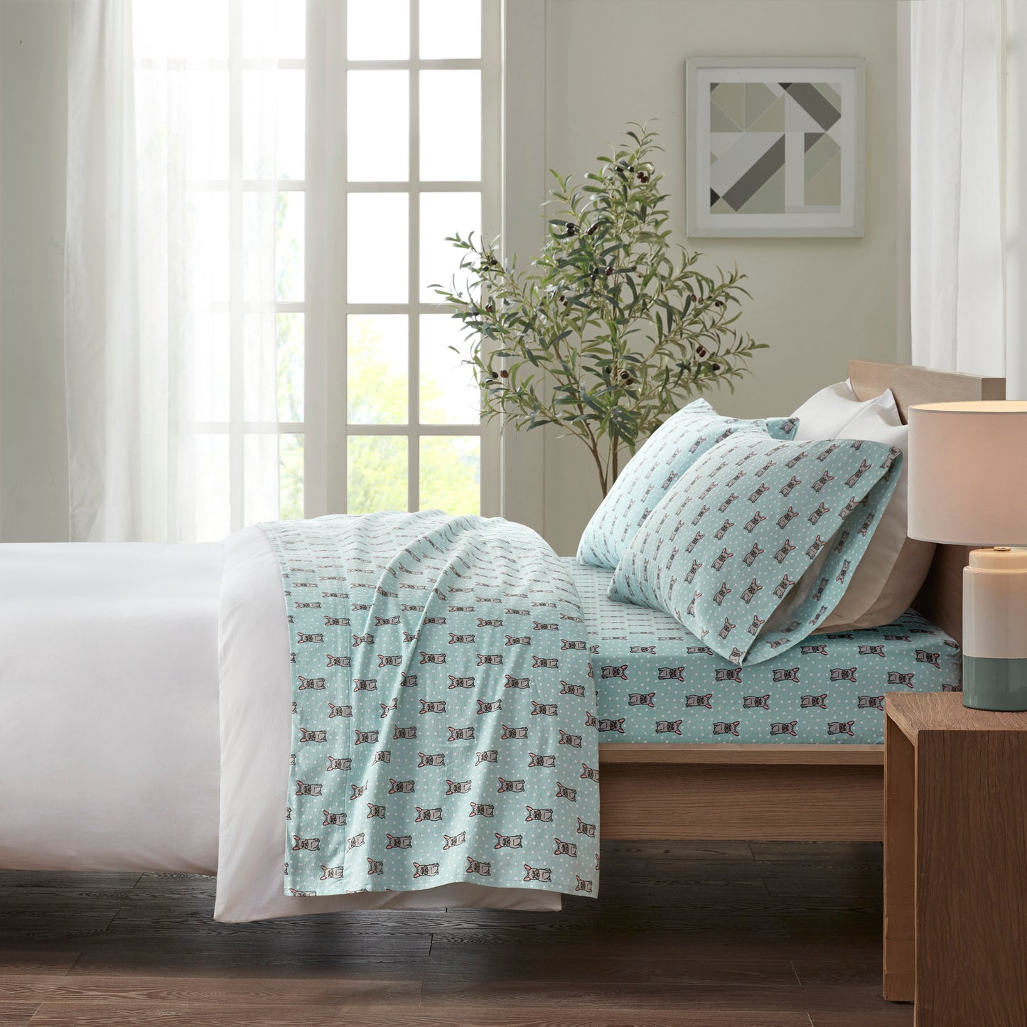 Flannel Sheets Set  with Deep Pocket Fitted Sheet