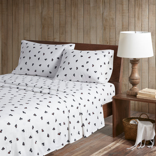 100 Percent Cotton Flannel  Scottie Dogs Printed Sheet Set