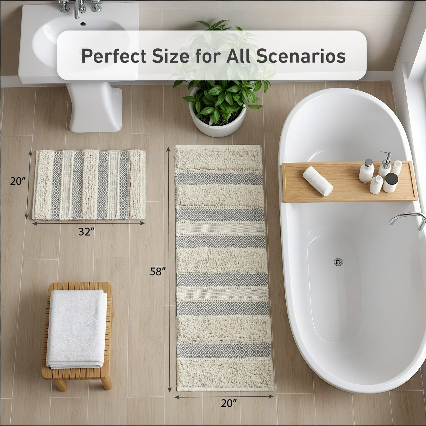 Hand-Woven Texture Stripe Bath Rug