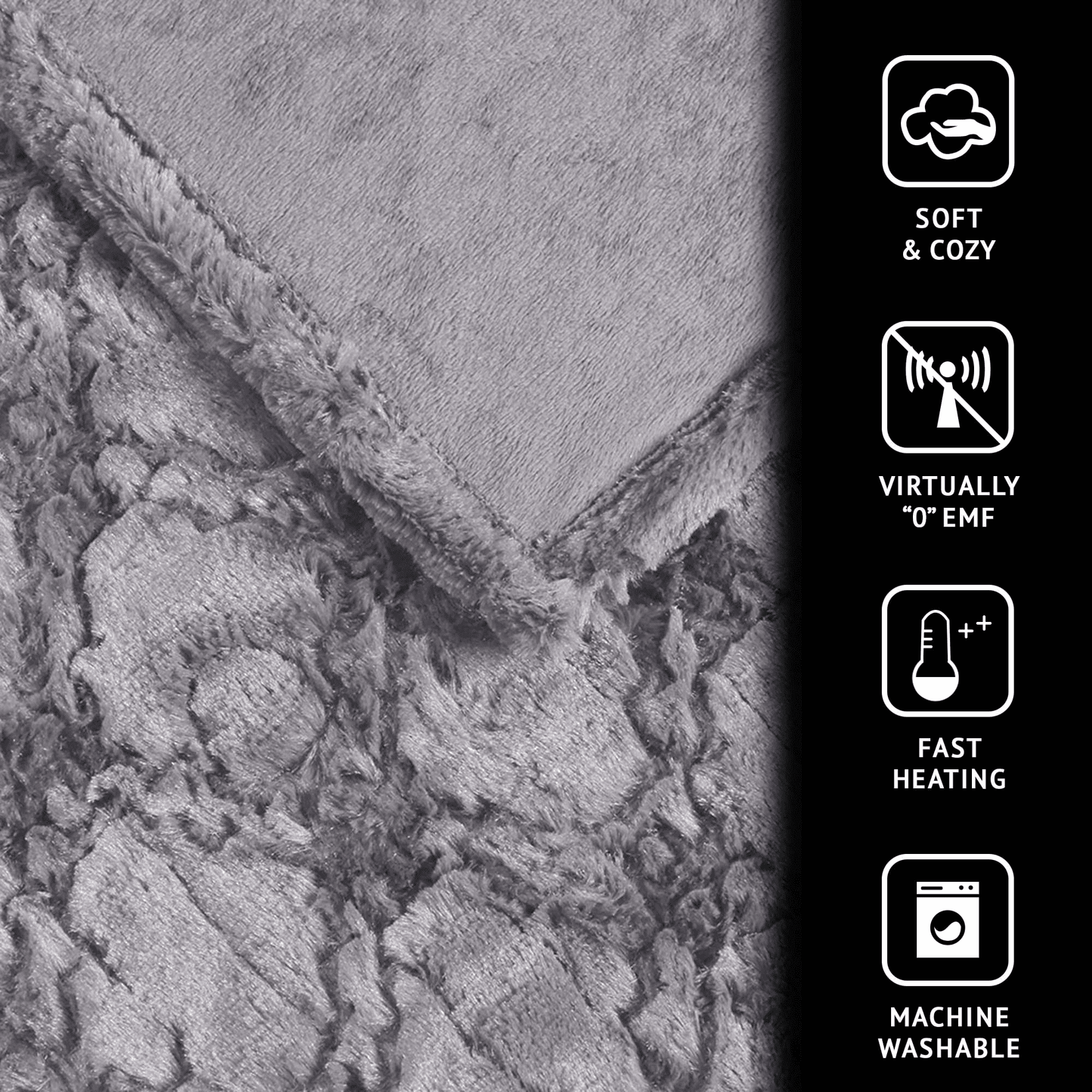 Electric Brushed Long Faux Fur Throw Heated Blanket