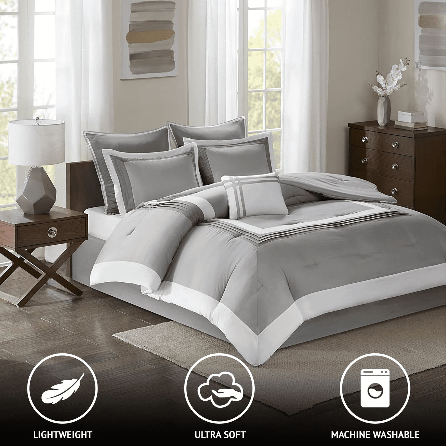 Comforter Set with Matching Sham Soft Hotel Luxurious Bedding