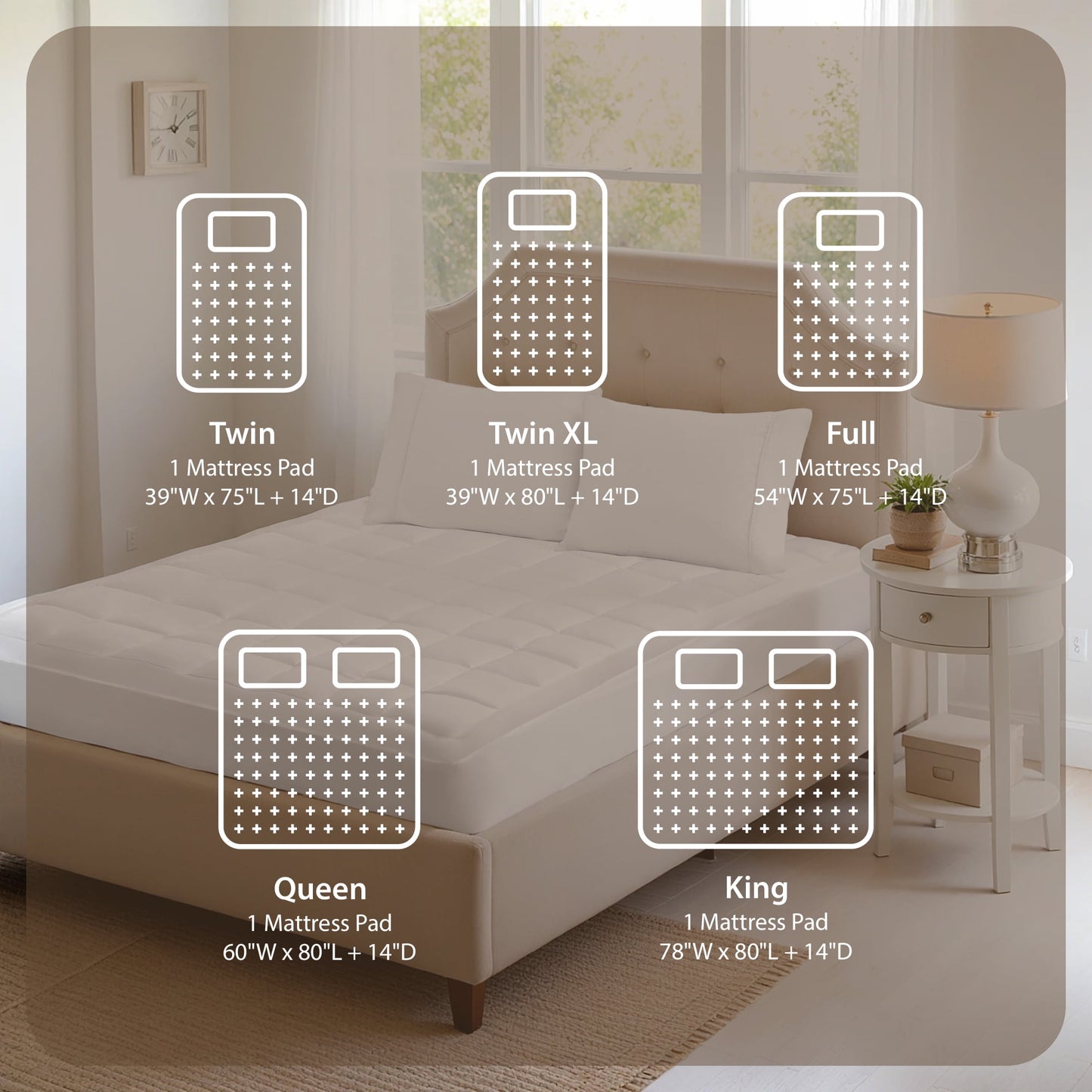 Quilted Fitted Mattress Cover - Extra Thick Mattress Topper with Deep Pocket Mattress Pad Highline