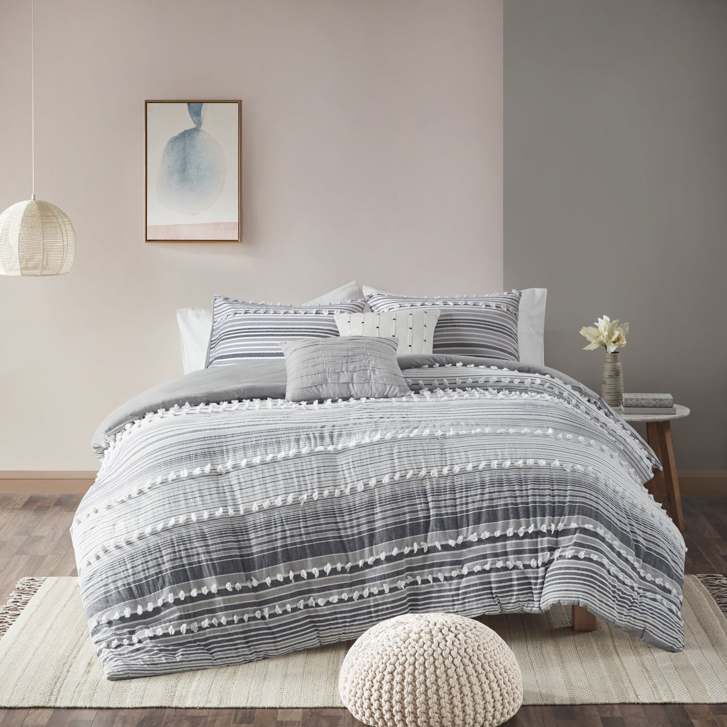 Jacquard Yarn-Dyed Stripes Cotton Duvet Cover Set