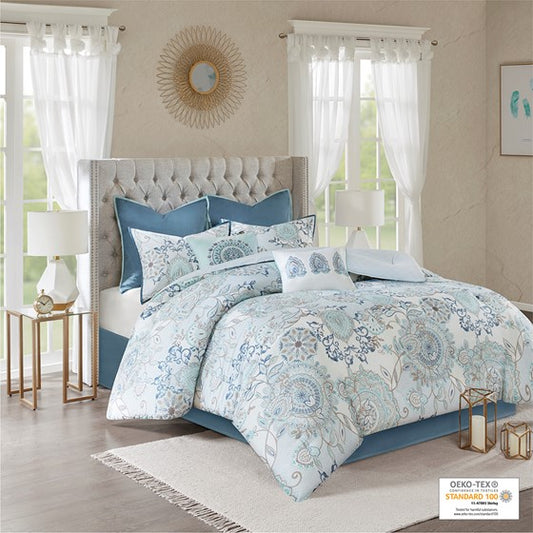 Cotton Floral Printed Reversible Comforter Set