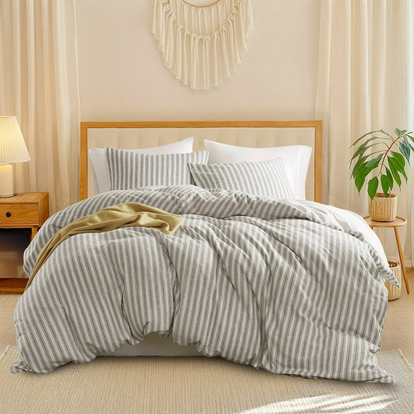 Duvet Cover Set, Striped Duvet Cover, Bedding Set with Pillow Shams