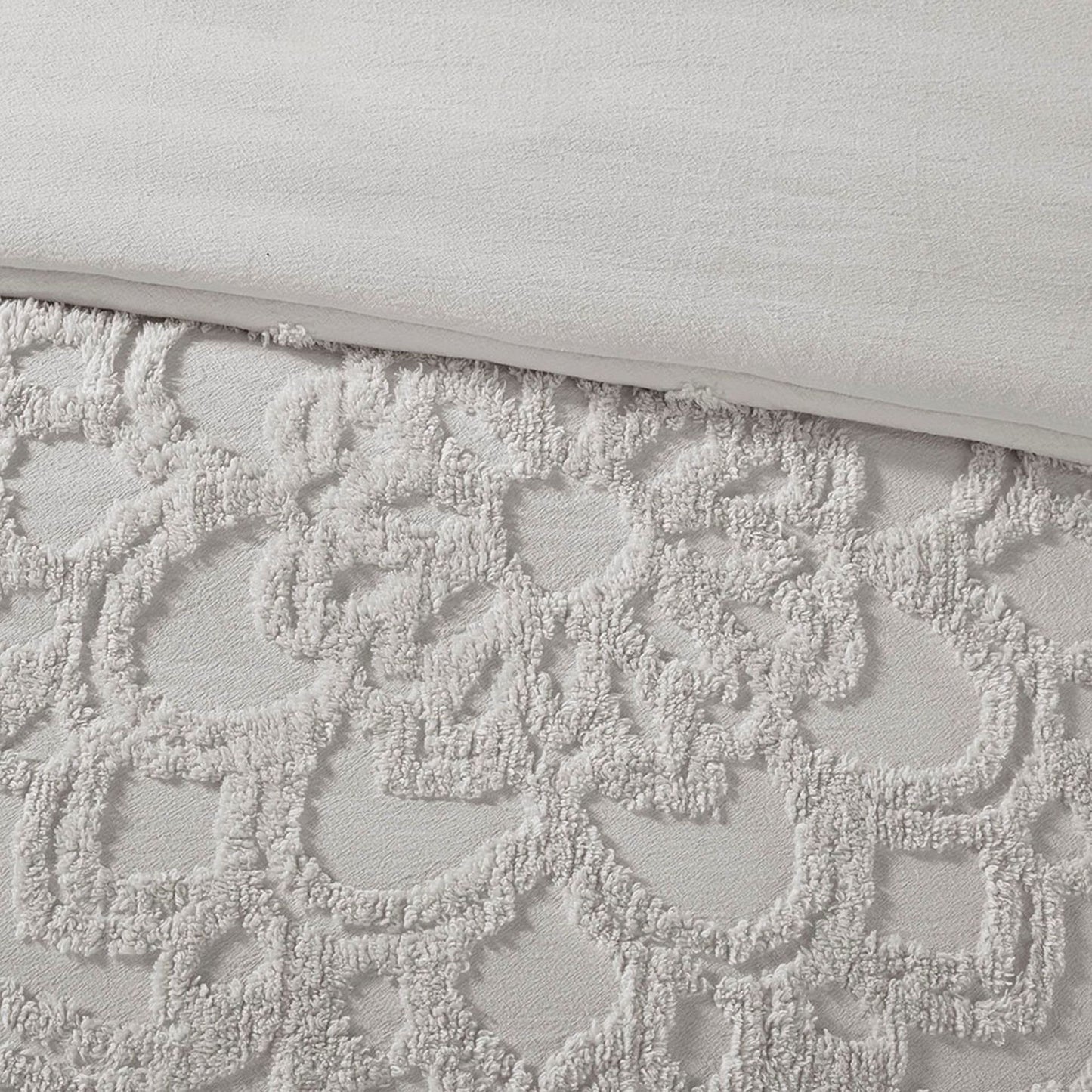 Tufted Cotton Chenille Medallion Duvet Cover Set