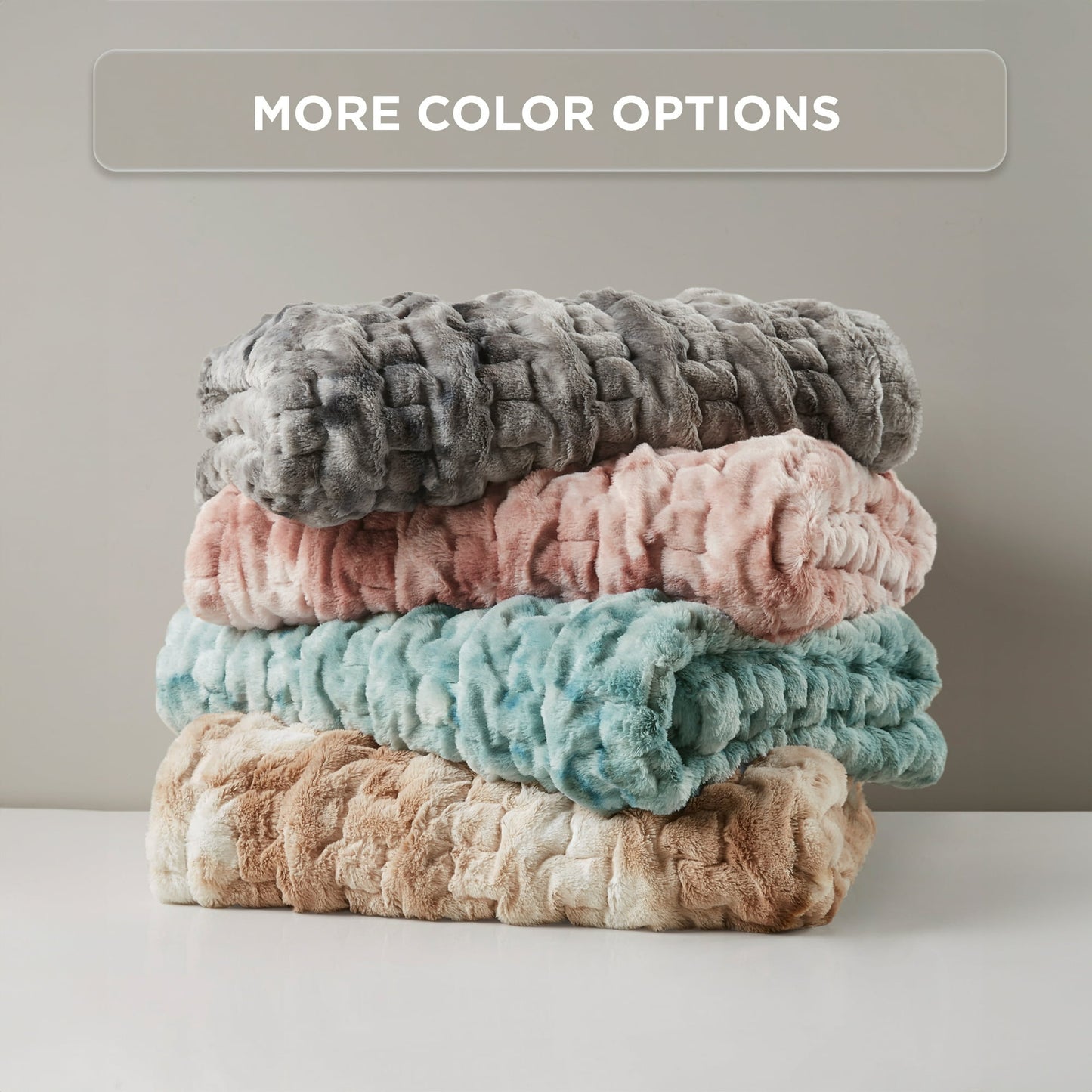 Extra Soft Fuzzy Faux Fur Ombre Reversible Throw Blanket