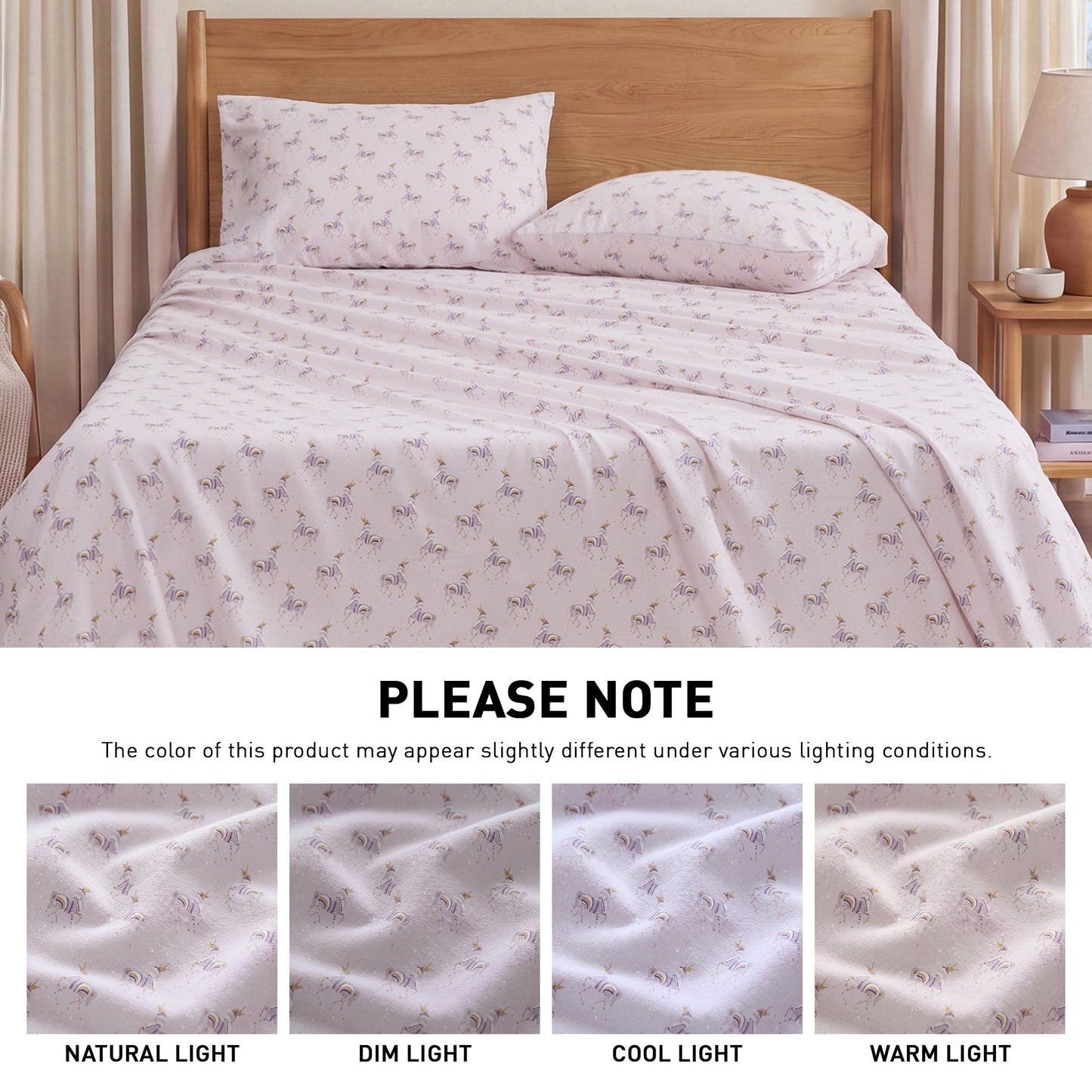 Cotton Flannel Sheet Set, 100% Cotton Bed Sheets Set with Deep Pocket