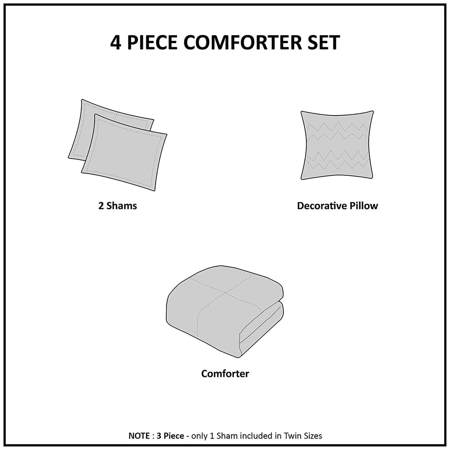 4-Piece Polyester Fabric Printed Comforter Set in Navy