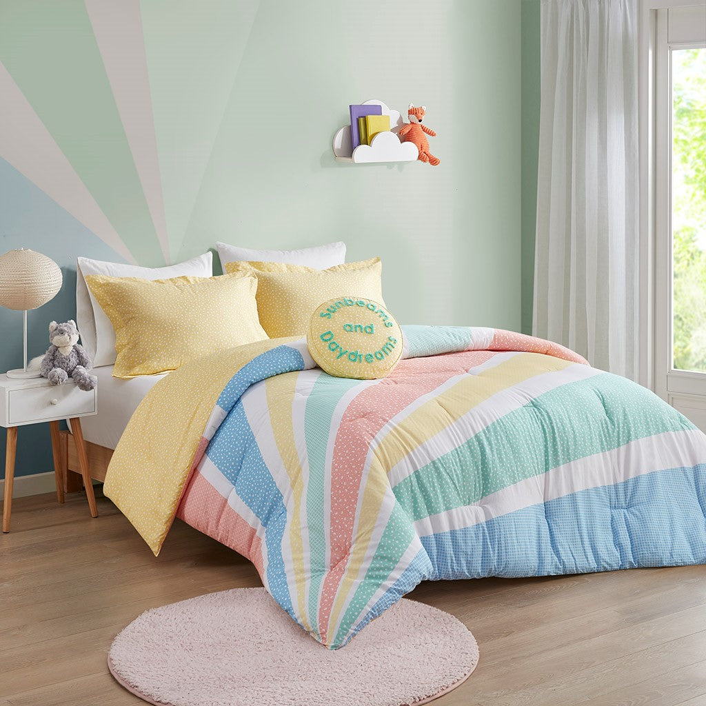 Rainbow Sunburst Reversible Cotton Comforter Set