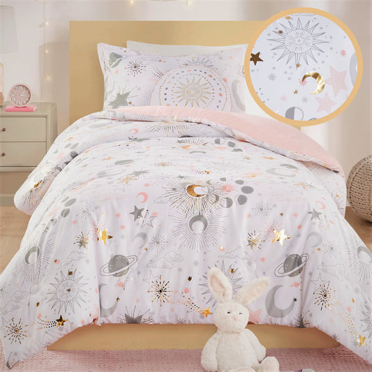 Starry Sky Metallic Comforter Set with Throw Pillow