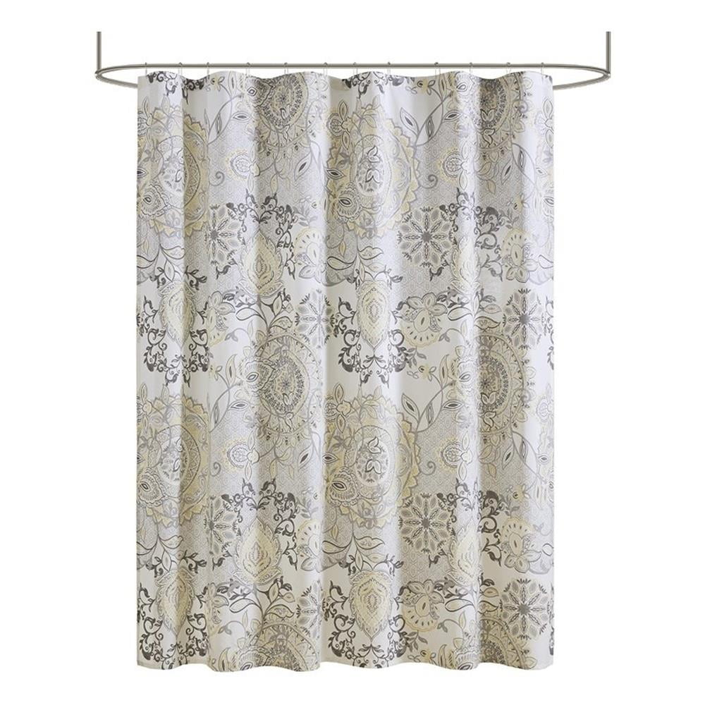 Shower Curtain Cotton Floral Shower Curtain Bohemian Bath Curtains Decor with 12 Button Holes
