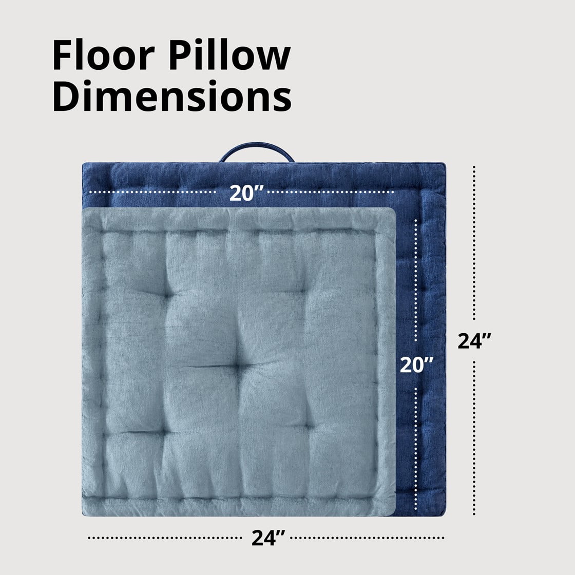 Tufted Floor Pillow for Seating, Square Meditation Cushion with Handle