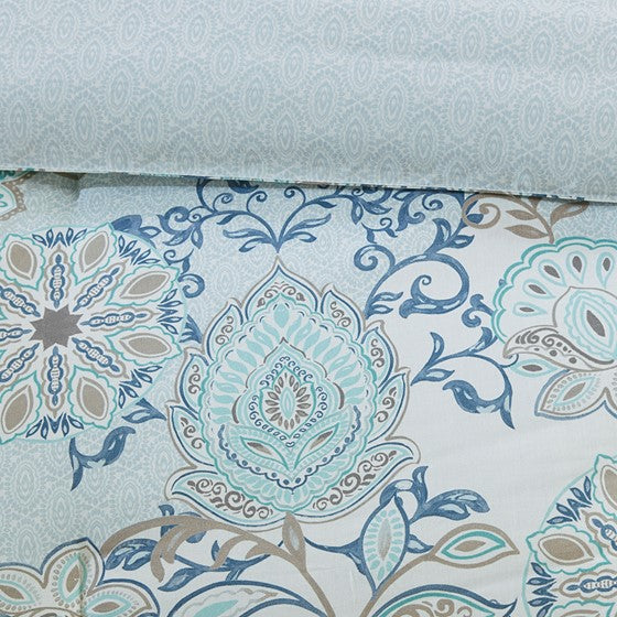 Cotton Floral Printed Reversible Comforter Set