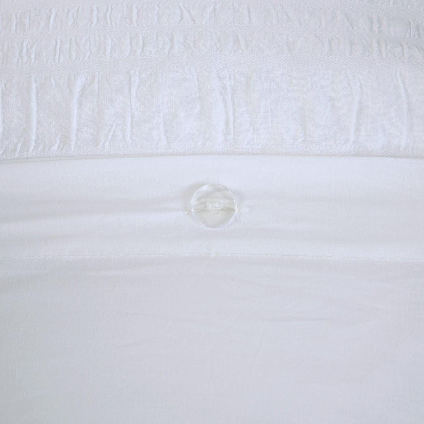4 Piece Cotton Seersucker Duvet Cover Set, King/Cal King, White